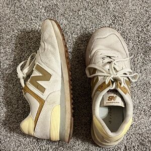 New Balance Cream and Tan Sneakers